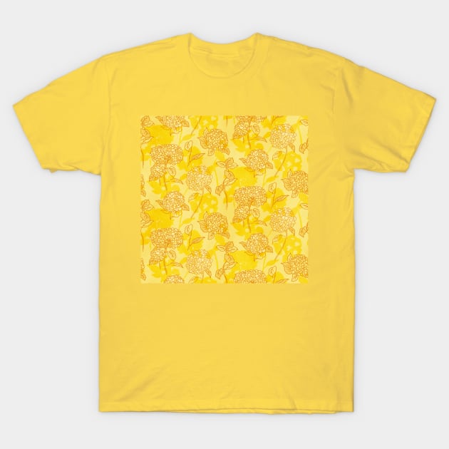 Marigold Spring Hydrangea T-Shirt by Carolina Díaz
